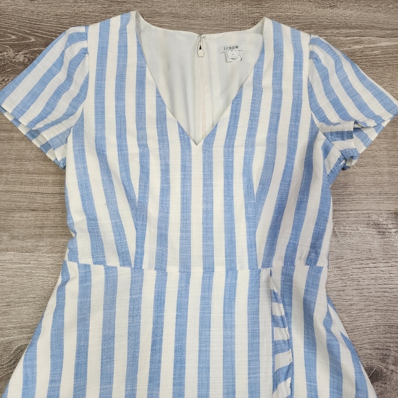 J. CREW Blue White Striped Faux Wrap Dress 0 - Picture 4 of 16